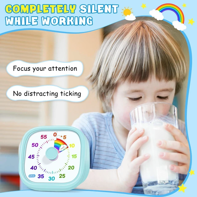 Alt view image 7 of 7 - Visual Timer for Kids, 60-Minute Countdown Silent Operation Timer | Visual Rainbow Disk, Timer for Kids & ADHD Toddler, Loud Alarm Timers for Classroom, Kids Desk Time Management Tools