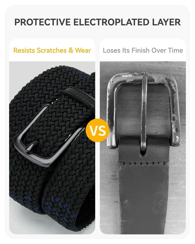 Alt view image 4 of 6 - Stretch Belt for Men - Elastic Belt for Golf & Casual Wear | 1 3/8" Braided Nylon Webbing, No-hole Adjustable, Breathable Comfort, Pairs with Jeans, Shorts and Chinos