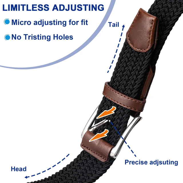 Alt view image 2 of 7 - Stretch Belt for Men - Woven Belt for Golf & Casual Wear 1 3/8" | Braided Nylon Webbing, Breathable & Lightweight, Dynamic Snug Fit, Casual, Jeans, Shorts and Chinos