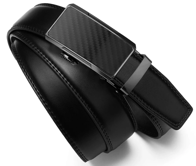 Alt view image 5 of 6 - Leather Ratchet Belt for Men - Mens Dress belt, Customizable Fit | Automatic Slide Buckle, Micro-adjustable, Trim to Fit, Business & Casual Wear, Gift-Boxed