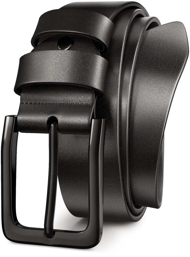 Main image of Mens Black Dress Belt,Genuine Casual Mens Belts Leather for Jeans and Golf, Width1.5