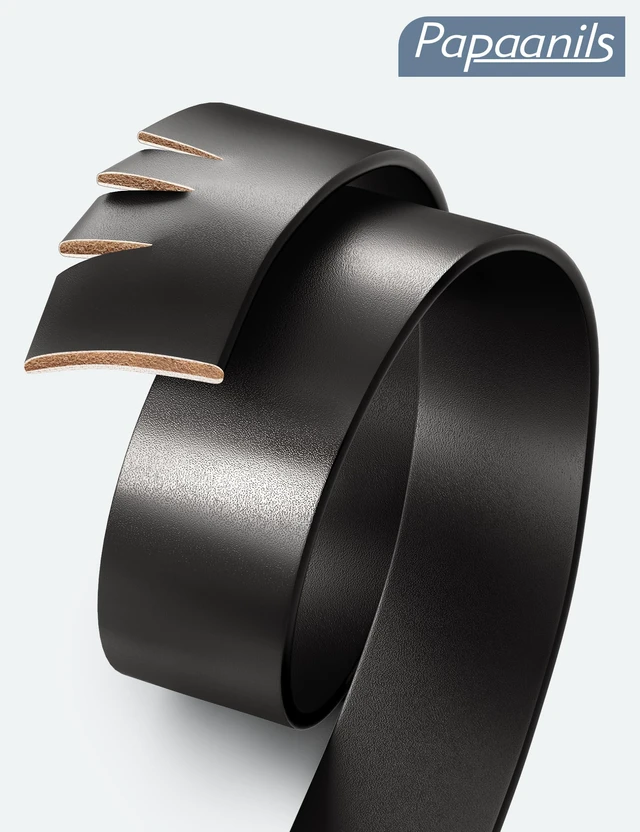 Alt view image 4 of 6 - Mens Black Dress Belt,Genuine Casual Mens Belts Leather for Jeans and Golf, Width1.5