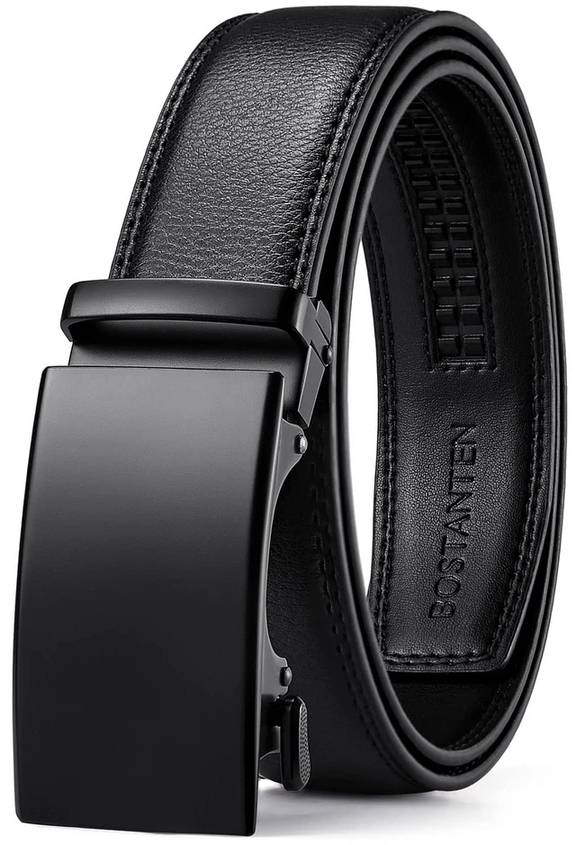 Main image of Ratchet Mens Belt Leather Trim to Fit 1 3/8 Gift Boxed | Micro-Adjustable Buckle, Smooth Sliding, Customizable Fit, Holeless, Dress and Casual