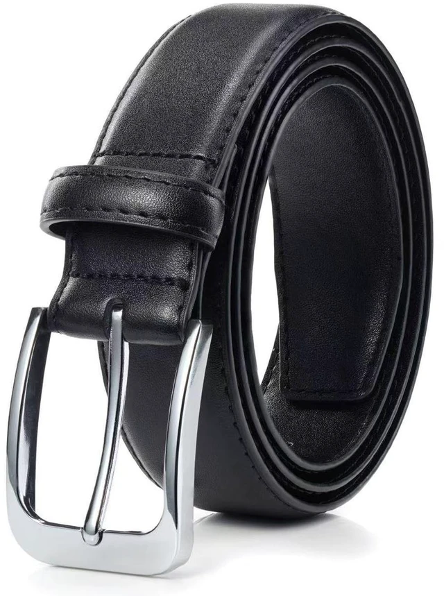 Main image of Men's Genuine Leather Dress Belt, Handmade Leather Jeans Belt for Men Work Business and Casual Size 32"-33"