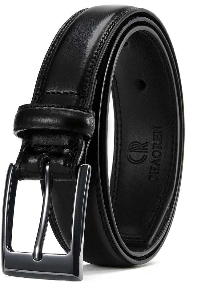 Main image of Mens Belts Leather Gift for Men - Ideal Match for Mens Dress Shoes | Crack-resistant, Reinforced Stitched Edges, Resin Edge Finish, Rust-resistant Buckle