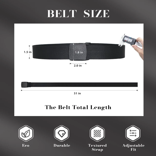 Alt view image 4 of 6 - 2 Pack Nylon Men's belt for Women and Men 1.5inch Width Metal-Free Outdoor Belt,Thick and Durable 120CM/47IN Long