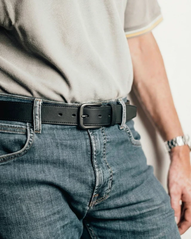 Alt view image 6 of 7 - Mens Belts Leather 35mm for Jeans - Tough at Work, Sharp Daily | Genuine Leather, Durable Buckle, Casual Occasion, Everyday Dress, Classic Style, Handmade, Gift Box