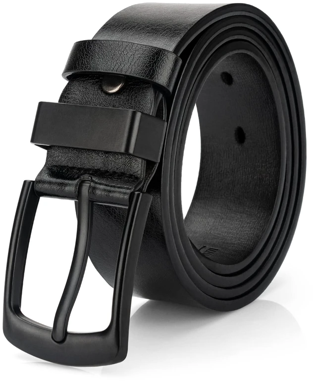 Main image of Mens Casual Dress Belt, Mens Black Leather Belt for Jeans Work | Classic Design, Size M