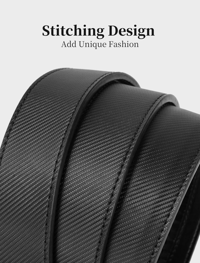 Alt view image 6 of 7 - Mens Belt,Ratchet Belts for Men Leather 1 3/8'' Adjustable for Dress Jeans A-Black 36" to 42" Waist Adjustable