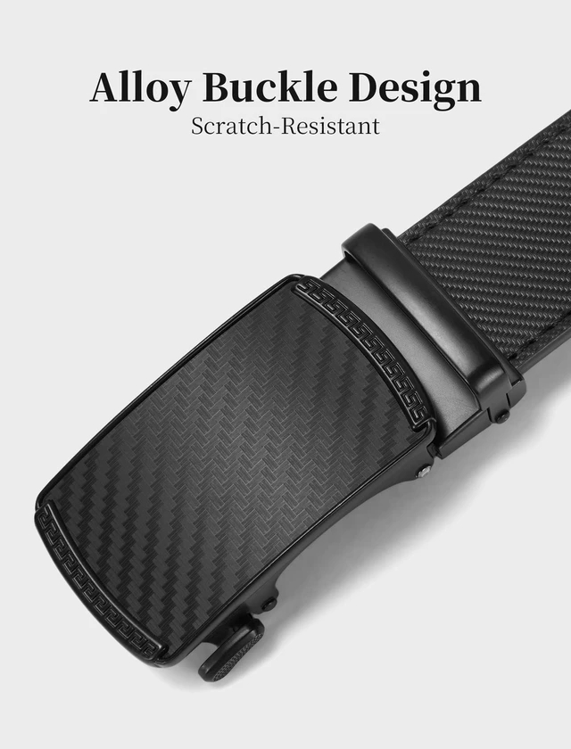 Alt view image 7 of 7 - Mens Belt,Ratchet Belts for Men Leather 1 3/8'' Adjustable for Dress Jeans A-Black 36" to 42" Waist Adjustable