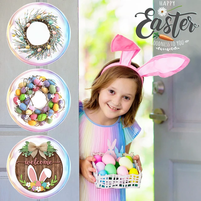 Alt view image 2 of 7 - 15 in Wreath-Hangers for Front Door, 2 Pack Christmas Wreath-Door-Hanger | Hanging Fall Halloween Decorations Welcome Sign for Front Door, Inside Outside Over The Door Hooks Organizer Home Décor