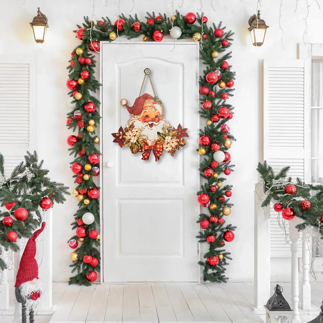 Alt view image 3 of 6 - Christmas Decorations Christmas Hanging Wooden Sign - Vintage Style Santa Claus Welcome Sign for Front Door Xmas Wall Hanging Decor for Indoor Outdoor Christmas Party Supplies