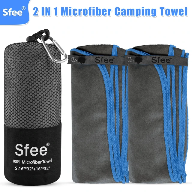 Alt view image 4 of 6 - 2 Pack Microfiber Travel Towel, Quick Dry Towel Camping Towel Beach Towel Super Absorbent Compact Lightweight Sports Gym Towels Set for Beach, Gym, Hiking, Pool, Backpacking, Bath, Yoga