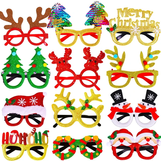 Main image of 12Pcs Christmas Glasses Accessories Party Favors for Kids | Christmas Party Supplies and Holiday Accessories for Costumes, Photo Booths, and Christmas Decorations