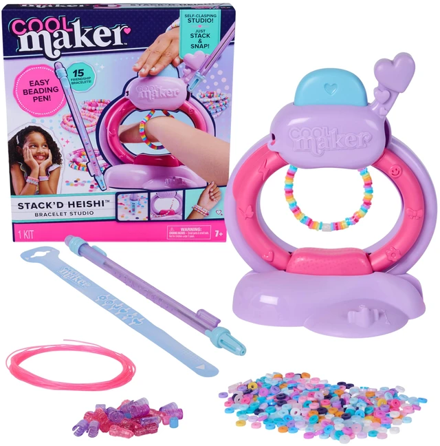 Main image of Cool Stack'd Heishi Studio Bracelet Making Kit, Ages 7+ | Stack, String & Snap 15 Friendship Bracelets, Beading Pen & 1200 Beads, Easy DIY Arts & Crafts, Birthday Gifts Idea for Girls