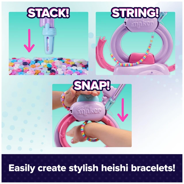 Alt view image 2 of 7 - Cool Stack'd Heishi Studio Bracelet Making Kit, Ages 7+ | Stack, String & Snap 15 Friendship Bracelets, Beading Pen & 1200 Beads, Easy DIY Arts & Crafts, Birthday Gifts Idea for Girls