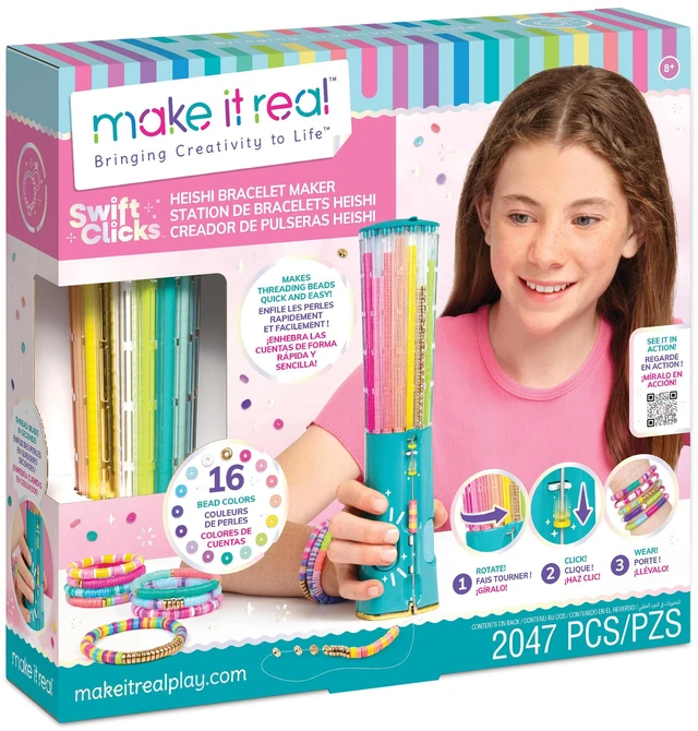 Main image of Swift Clicks - Heishi Bracelet Maker - 2047pc, DIY Jewelry Craft Kit, Design & Make 23 Bead Bracelets, Rotate-Click-Wear, Girls Kids 8+