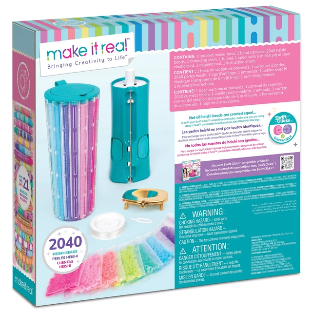 Alt view image 2 of 7 - Swift Clicks - Heishi Bracelet Maker - 2047pc, DIY Jewelry Craft Kit, Design & Make 23 Bead Bracelets, Rotate-Click-Wear, Girls Kids 8+