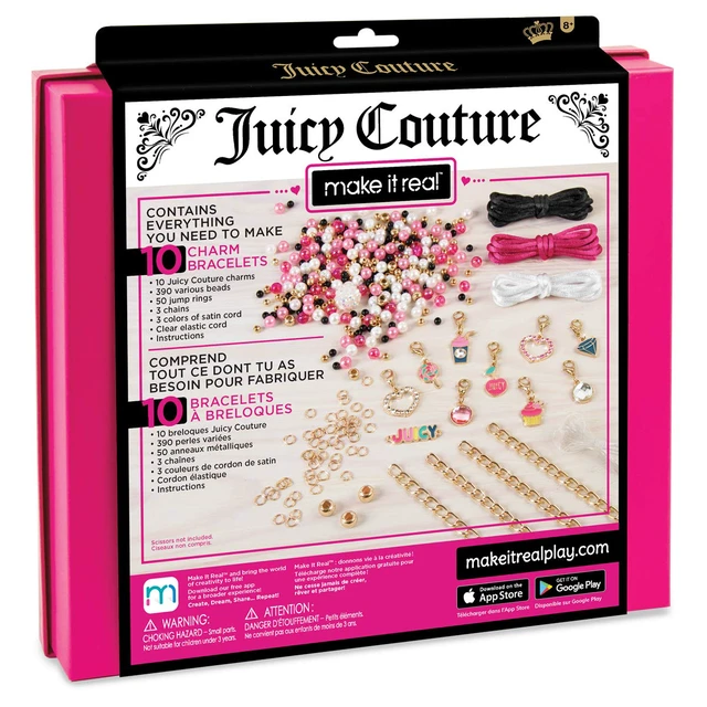 Alt view image 2 of 5 - Juicy Couture Pink and Precious Bracelets - DIY Charm Bracelet Kit with Beads for Tween Jewelry Making - Jewelry Making Kit for Girls