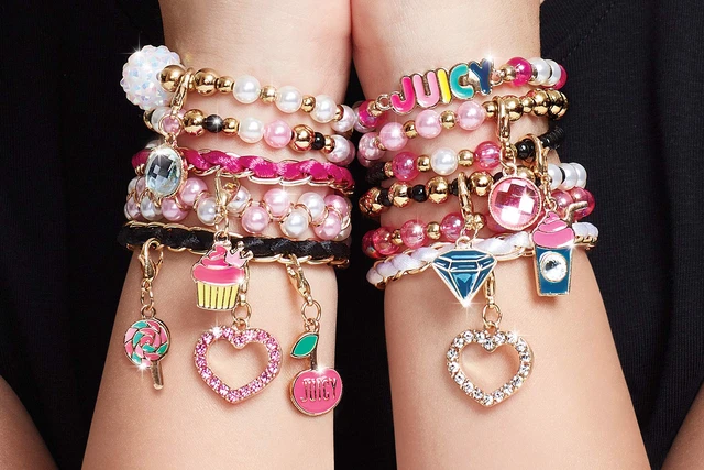 Alt view image 4 of 5 - Juicy Couture Pink and Precious Bracelets - DIY Charm Bracelet Kit with Beads for Tween Jewelry Making - Jewelry Making Kit for Girls