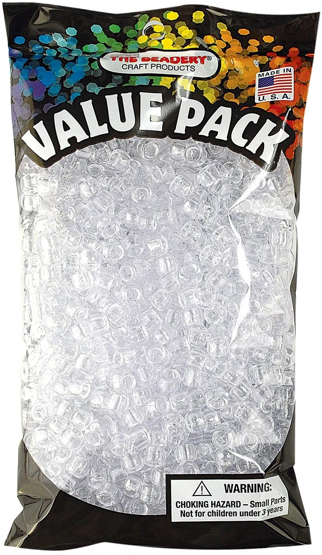 Main image of 6 by 9mm Barrel Pony Bead, Crystal (750V006), Small, 900-Pieces