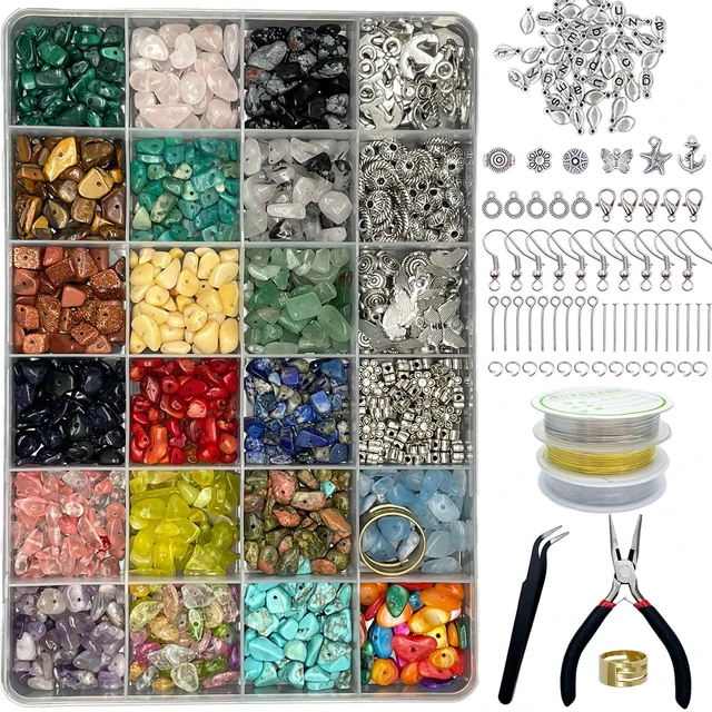 Main image of Jewelry Making Supplies Kit - 1587 PCS Beads, Crystal Beads, Jewelry Pliers, Beading Wire, Earring Hooks, Rings, Bracelets for Girls and Adults