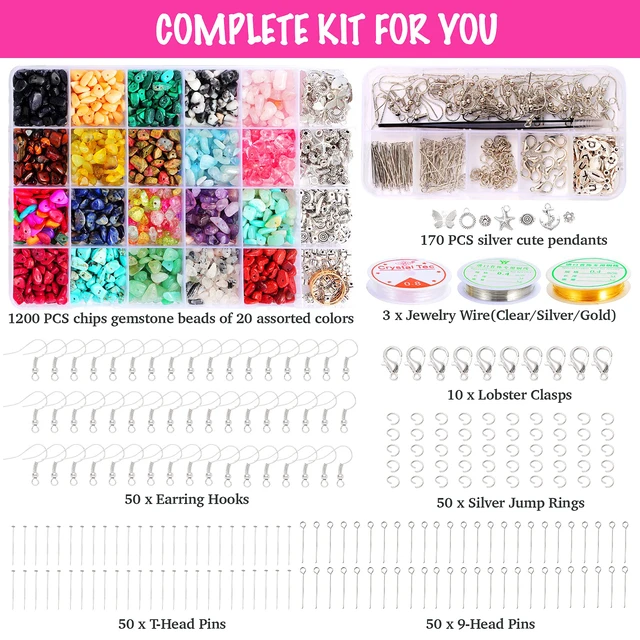 Alt view image 2 of 7 - Jewelry Making Supplies Kit - 1587 PCS Beads, Crystal Beads, Jewelry Pliers, Beading Wire, Earring Hooks, Rings, Bracelets for Girls and Adults