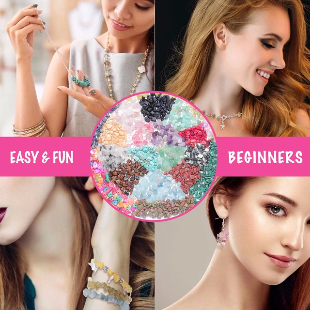 Alt view image 5 of 7 - Jewelry Making Supplies Kit - 1587 PCS Beads, Crystal Beads, Jewelry Pliers, Beading Wire, Earring Hooks, Rings, Bracelets for Girls and Adults
