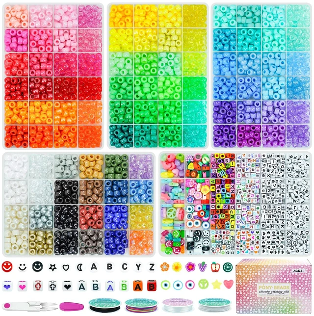 Main image of 5 Boxes Bracelet Making Kit Pony Beads, 96 Colors 3500Pcs Kandi Beads for Bracelets with 800Pcs Letter Bead Friendship Bracelet Rave Accessories Craft Kits for Kids Adults Keychain Jewelry Making
