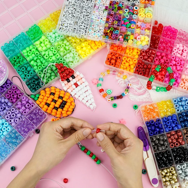 Alt view image 2 of 7 - 5 Boxes Bracelet Making Kit Pony Beads, 96 Colors 3500Pcs Kandi Beads for Bracelets with 800Pcs Letter Bead Friendship Bracelet Rave Accessories Craft Kits for Kids Adults Keychain Jewelry Making