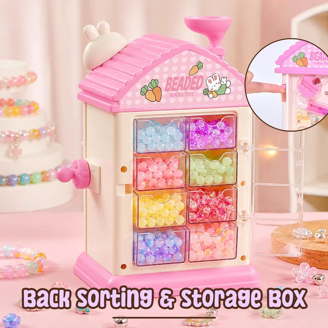 Alt view image 6 of 7 - Bracelet Making Kit- Auto Beaded Jewelry Maker Toy Gift for Girls 6-12 | DIY Hand-Crank Pink House Kit, Inspires Creativity and Imagination, Friendship Bracelets, Birthday Gift, No Batteries MAGTHIC