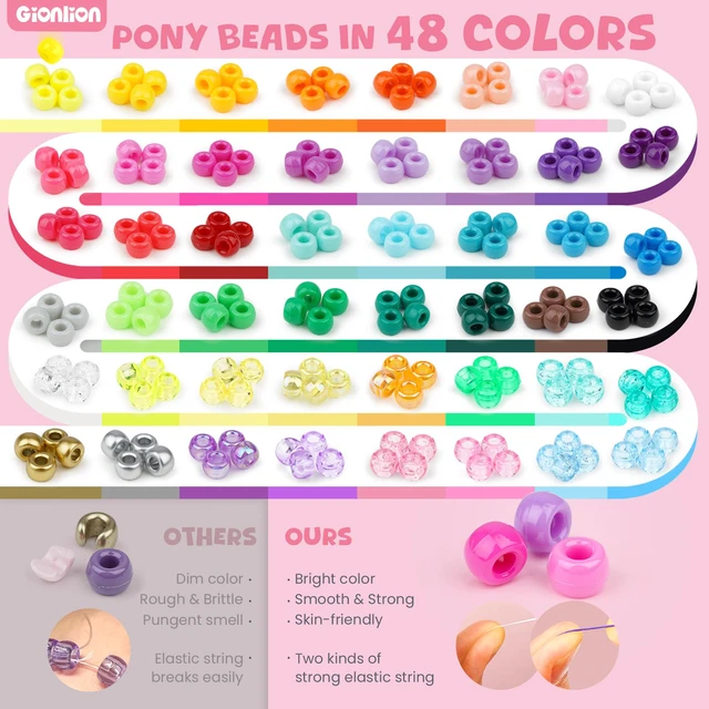 Alt view image 5 of 7 - 4200Pcs Pony Beads for Bracelet Making Kit, 48 Colors Kandi Beads Bracelet Kit, 2500PCS Rainbow Candy, 1700PCS Friendship Letter Bead with 20 Meter Elastic Strings