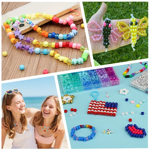 Alt view image 6 of 7 - 4200Pcs Pony Beads for Bracelet Making Kit, 48 Colors Kandi Beads Bracelet Kit, 2500PCS Rainbow Candy, 1700PCS Friendship Letter Bead with 20 Meter Elastic Strings