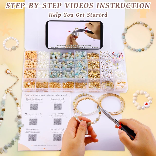 Alt view image 3 of 6 - 1927PCS Jewelry Making Supplies Kit for Adults,Natural Stone Beads | for Irregular Natural Stone, Charm Bracelet Making Kit, Complete Craft Kit for DIY Bracelet/Necklace/Earring/Rings