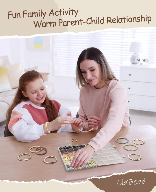 Alt view image 5 of 7 - Bracelet Making Kit 3200Pcs, Clay Beads Bracelet Kit with Gold Beads and Sliver Beads (Earth Tone)
