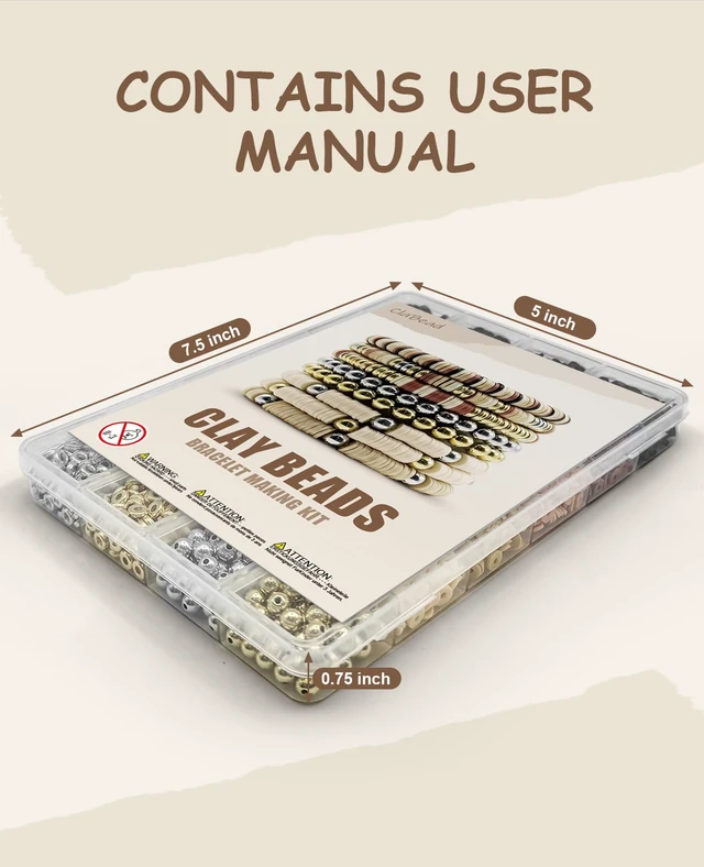 Alt view image 7 of 7 - Bracelet Making Kit 3200Pcs, Clay Beads Bracelet Kit with Gold Beads and Sliver Beads (Earth Tone)
