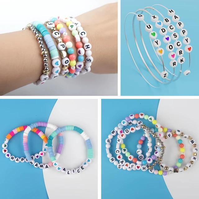 Alt view image 6 of 7 - 1000PCS Letter Beads, White Alphabet Beads and Colorful Heart Beads | 4x7mm A-Z Round Acrylic Beads for Threading, Ideal for for Jewellery DIY Making Crafts Bracelets Necklaces Ornaments Penda