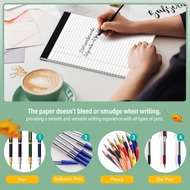 Alt view image 6 of 7 - 24 Pack Legal Pads 8.5 x 11 Note Pads 8.5 x 11 Inch Notepad 720 Sheets Writing Pads Wide Ruled Lined Paper Pads White Paper Note Pads 8.5 x 11 with 30 Sheets Per Legal Pad for School, Office, Home