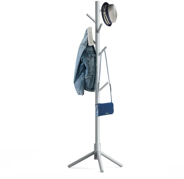 Main image of Wooden Tree Coat Rack Stand,Sturdy Freestanding Coat Rack with 8 Hooks,3 Adjustable Height for Child Adult,Wood Coat Stand Tree Fits Entryway Bedroom Office for Bags,Hats