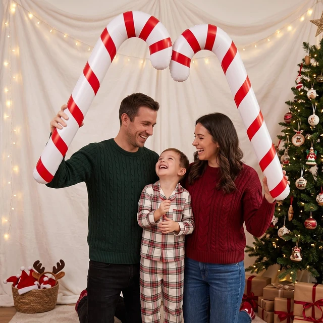 Alt view image 5 of 7 - 2pcs Inflatable Candy Canes Balloons for Christmas Candy Cane Decorations - Large Pool Floats Outdoor Candy Canes Balloons for Candy Cane Christmas Decorations