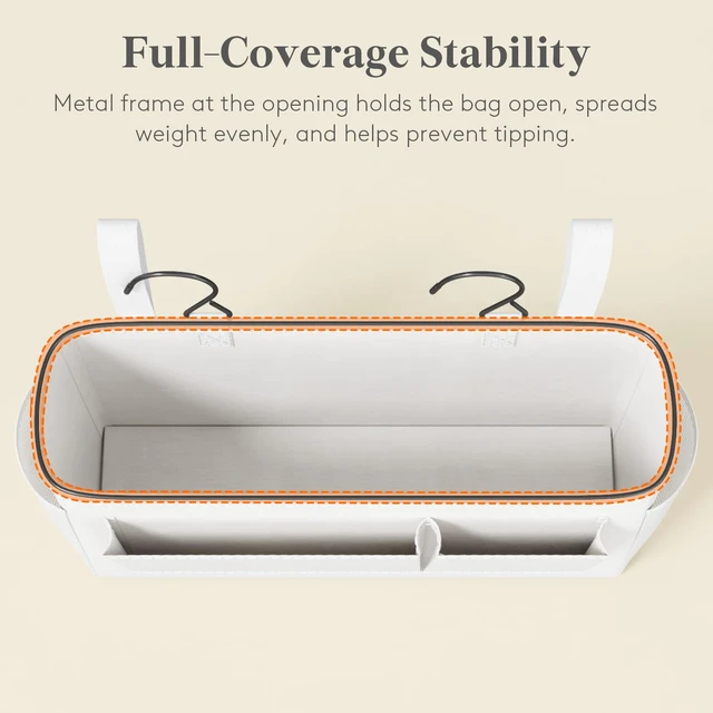 Alt view image 4 of 7 - Bedside Caddy Storage Organizer, Hanging Storage Bag for Bunk Bed | Bed Caddy with Fixed Straps, Book Remotes Holder for Home, College, Dorm, Bunk, Hospital, Crib Bed Rails, White