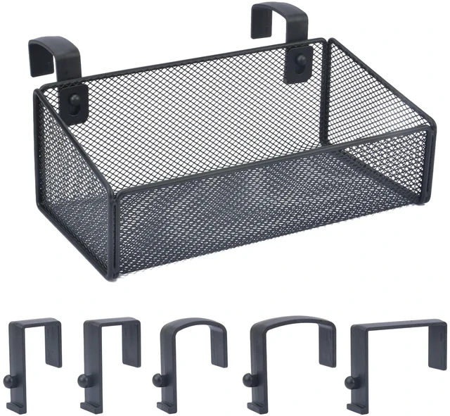 Main image of Bedside Caddy Hanging Storage Basket Beside Shelf Metal Organizer for Collage Dorm Bunk Bed,Hospital Bed,Baby Bed - Bedroom Essentials for Magazine,Remote Control,Phone,Drinks (Black)