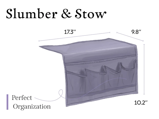 Alt view image 3 of 7 - Slumber & Stow Hanging Bedside Caddy Organizer, 5 Pockets | Bed caddy, couch caddy, mesh storage for phones, tablets, remotes, books, glasses, bunk beds, RVs, dorm rooms, 10"x17.3"