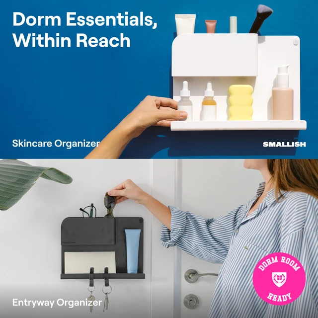 Alt view image 3 of 6 - WallShelfie Bedside Wall Organizer & Dorm Decor for Dorm Room - White | Dorm Room Essential, Floating Bedside Shelf Wall Mount Organizer, Remote Control Holder, Cool Teen Girls Trendy Stuff,