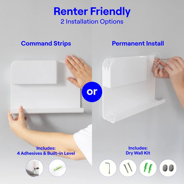 Alt view image 4 of 6 - WallShelfie Bedside Wall Organizer & Dorm Decor for Dorm Room - White | Dorm Room Essential, Floating Bedside Shelf Wall Mount Organizer, Remote Control Holder, Cool Teen Girls Trendy Stuff,