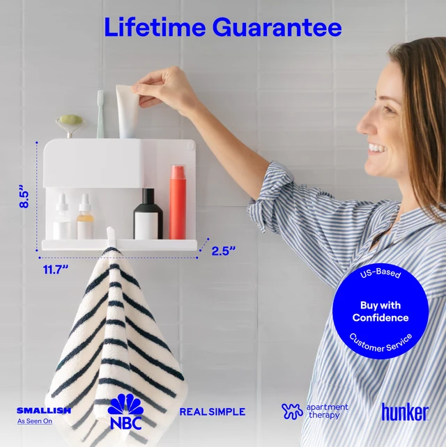 Alt view image 6 of 6 - WallShelfie Bedside Wall Organizer & Dorm Decor for Dorm Room - White | Dorm Room Essential, Floating Bedside Shelf Wall Mount Organizer, Remote Control Holder, Cool Teen Girls Trendy Stuff,