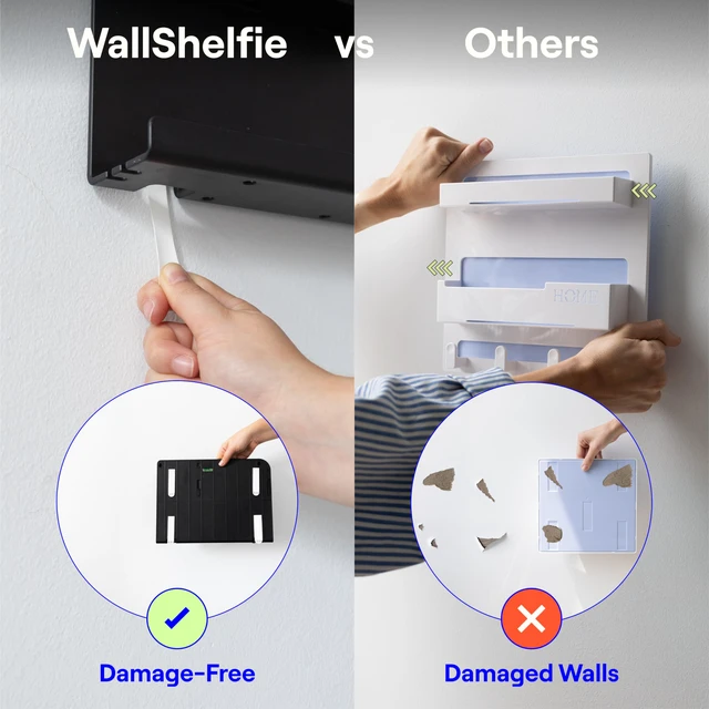 Alt view image 5 of 6 - WallShelfie Bedside Wall Organizer & Dorm Decor for Dorm Room - White | Dorm Room Essential, Floating Bedside Shelf Wall Mount Organizer, Remote Control Holder, Cool Teen Girls Trendy Stuff,