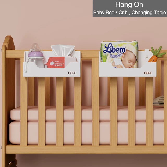 Alt view image 7 of 7 - Bedside Caddy Hanging Storage Basket Little Plastic Beside Shelf Hang-on Storage Organizer for Collage Dorm Bunk Bed,Changing Table - Bedroom Essentials for Phone,Mini Speaker,Tissues (Black)