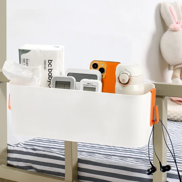 Alt view image 4 of 7 - 2 Pack Bedside Caddy Organizer, Plastic Bunk Bed Shelf, Dorm Bedside Holder, Multi Storage Pocket Holder for Kids Loft Bed Rail Rv Bathroom College with Hook