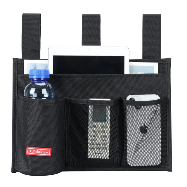Alt view image 2 of 7 - Hanging Bedside Caddy,Bedside Organizer Caddy for Bed Rails(Classic 4 Pockets-Black)